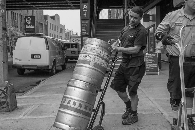 Delivering beer kegs on W 23rd St. by the High Line.