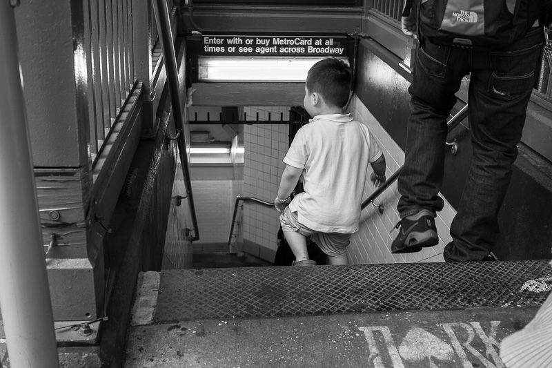 Child entering the subway.