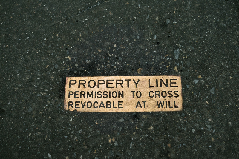 Property Line: permission to cross revocable at will