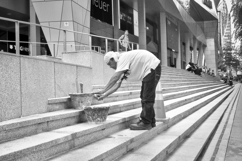Repairing steps, Wisma Atria, Orchard Road