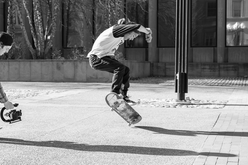 Airborne skateboarder