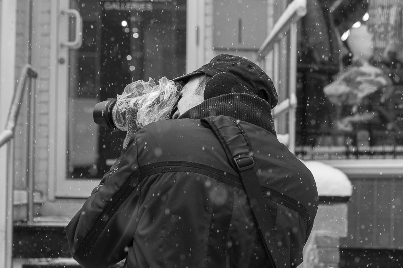 Photographer shooting in winter