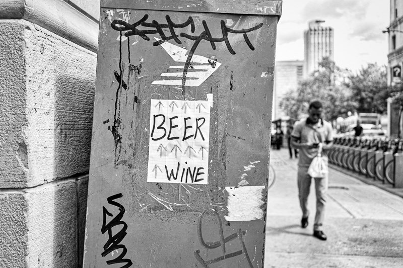 Beer Wine - Poster on Canada Post Box (Sainte-Catherine & Metcalfe), Montreal