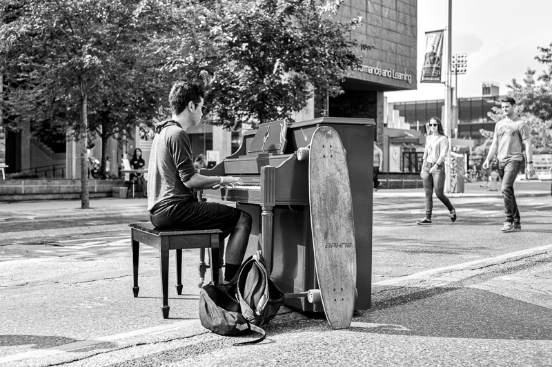 Playing piano on Bloor Street in front of the RCM
