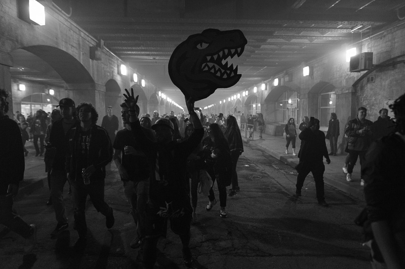 A Raptor attack in the York Street tunnel beside Union Station, Toronto