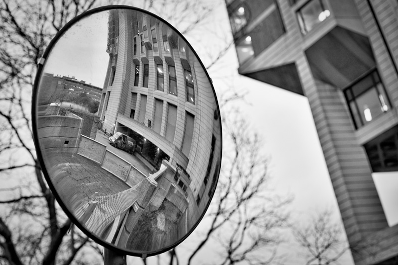 Distorted reflection of Robarts Library, Toronto