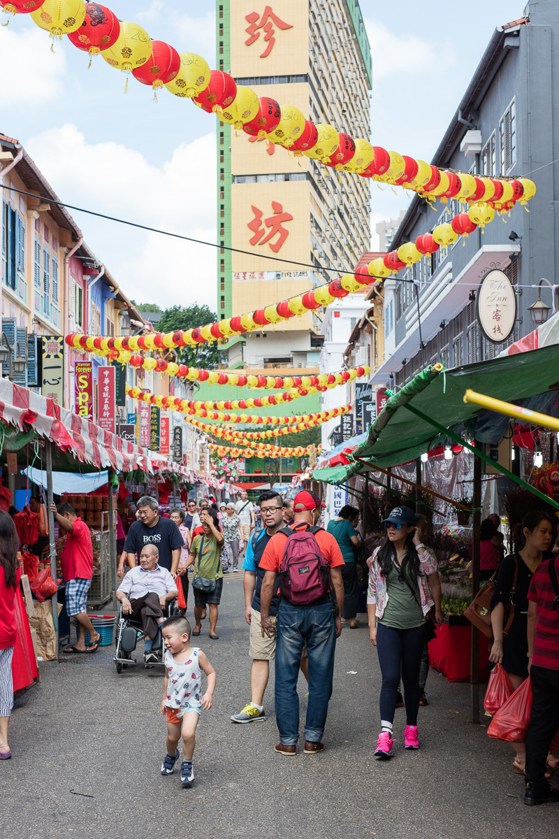 View up Temple Street, Singapore's Chinatown