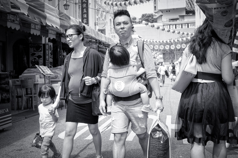 Family Walking on Temple Street, Singapore