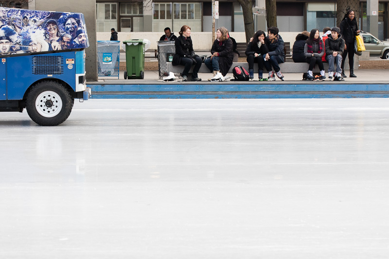 Zamboni cleaning rink at City Hall