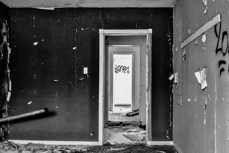 Doorway in abandoned motel