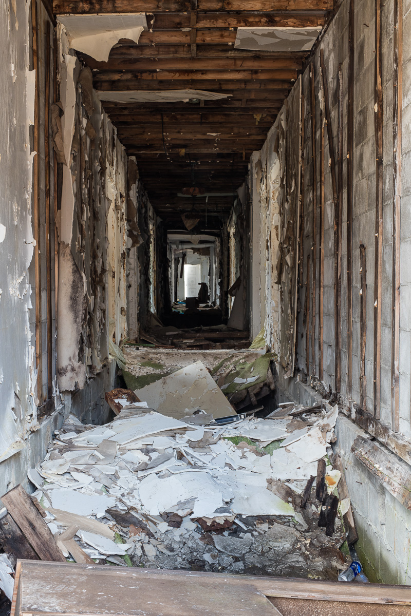 Hallway in abandoned motel