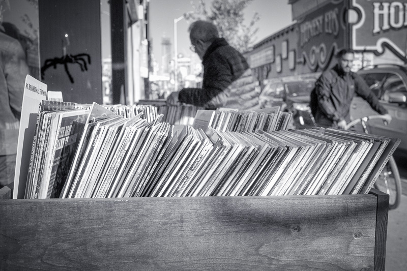 Hunting for vinyl at Kops Records on Bloor St. W.