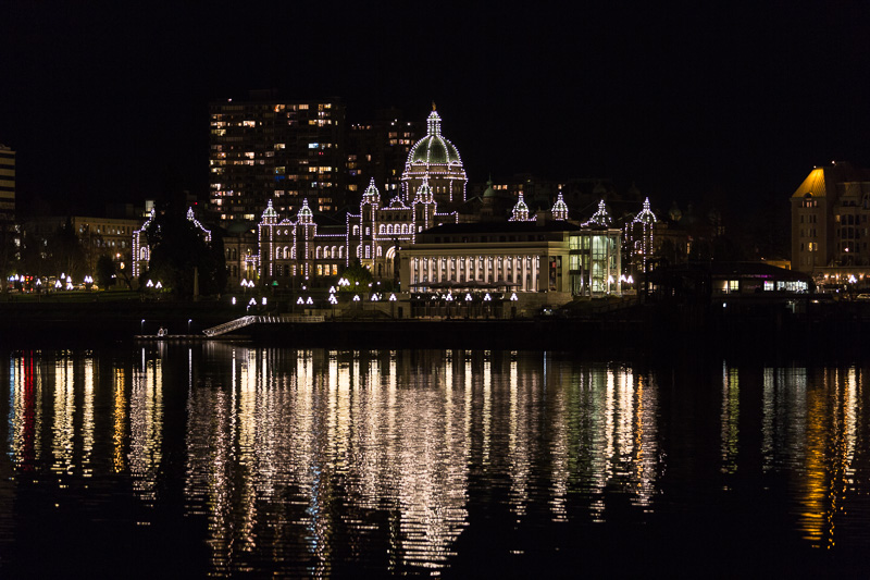 Victoria legislature at night