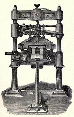 Printing Press, 1829 woodcut by George Baxter