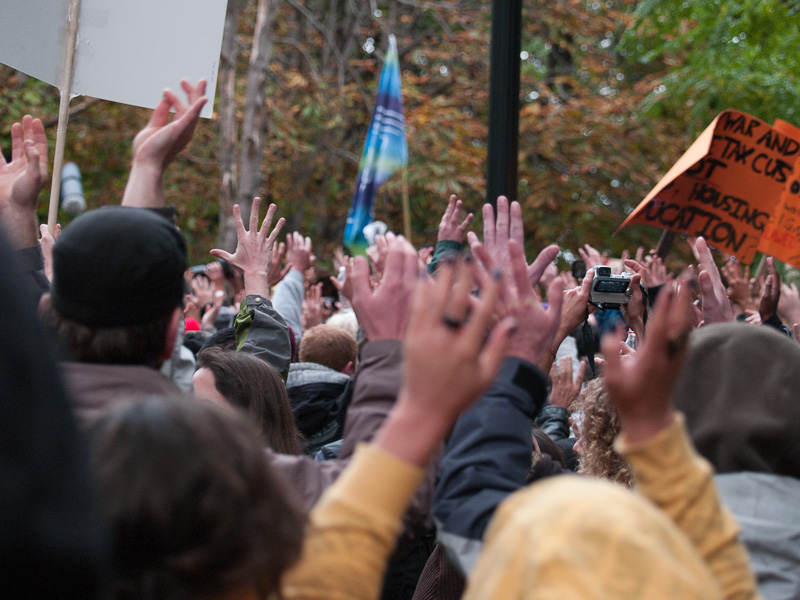 Hands up at Occupy Toronto
