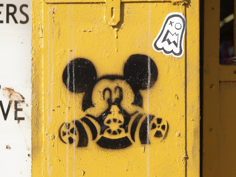 Mickey Mouse with gas mask graffiti