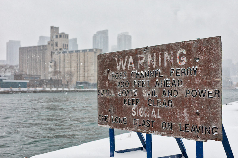 Sign - Warning: cross channel ferry 200 feet ahead