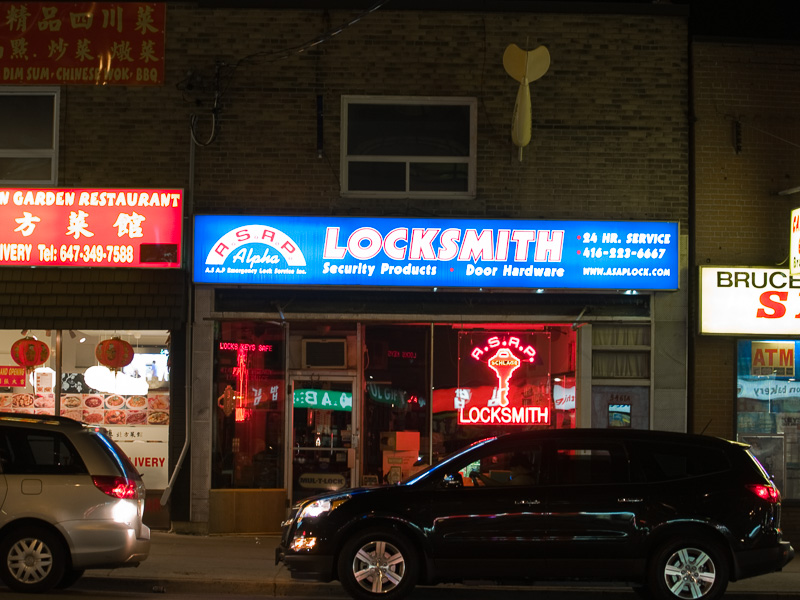Locksmith Shop on Yonge Street south of Finch, North York