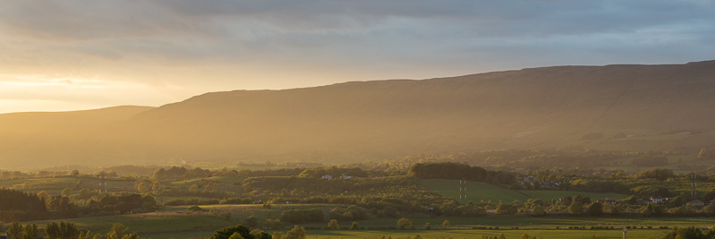Campsie Fells at sunset from the tower of St. Mary's Parish Church