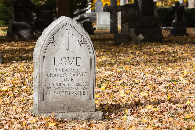 In memory of Love, St. James Cemetery, Toronto