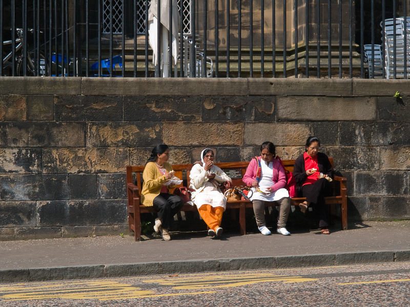 Women sitting by the Hub Café, Edinburgh