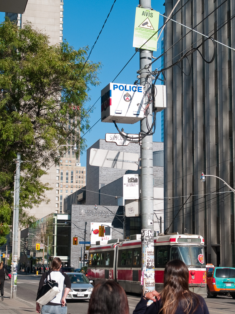 Police Surveillance Box - Simcoe and Queen St. W., Toronto - photo by David All Barker © 2010, all rights reserved