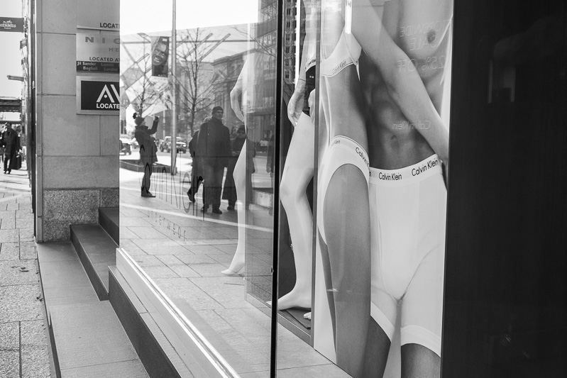 Underwear ad in window