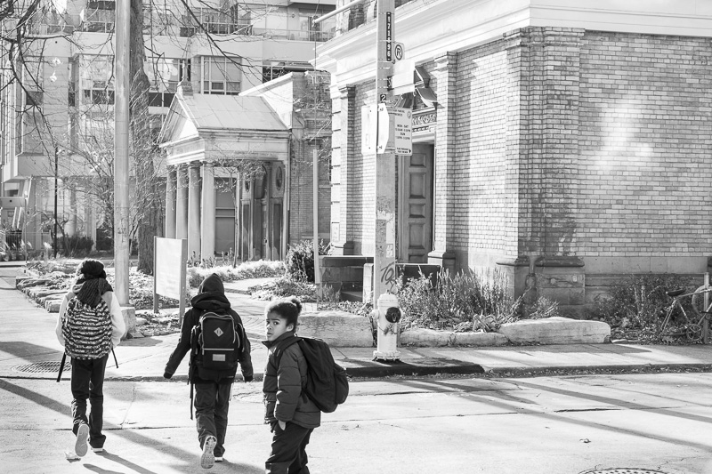 Children passing Our Lady of Lourdes on Sherbourne St.
