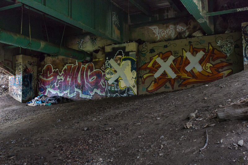 Sleeping under the Glen St. Bridge, Toronto