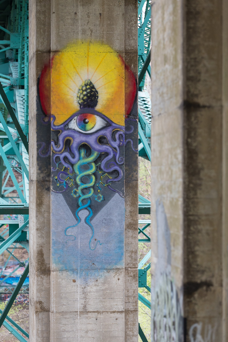 Graffiti under the Glen St. Bridge