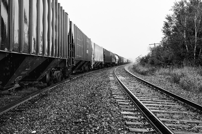 Rail cars on a siding near Burwash, Ontario