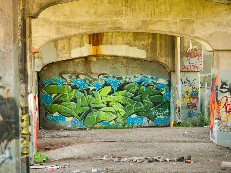 Graffiti under Bathurst St. bridge beside old Fort York, Toronto