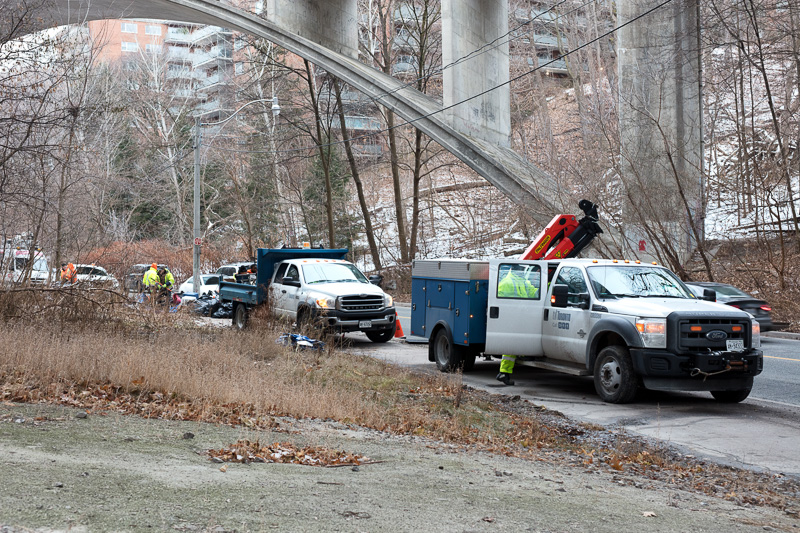 City of Toronto Trucks parked along Rosedale Valley Road