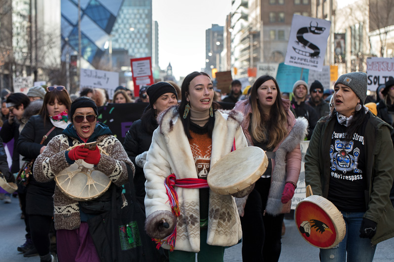 Marching in solidarity with the Wet'suwet'en First Nation, Bloor Street, Toronto