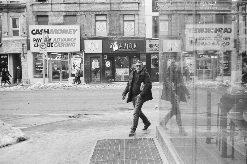 Rounding the corner onto Hayden Street, Toronto
