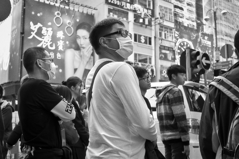 A man wears a face mask in Hong Kong