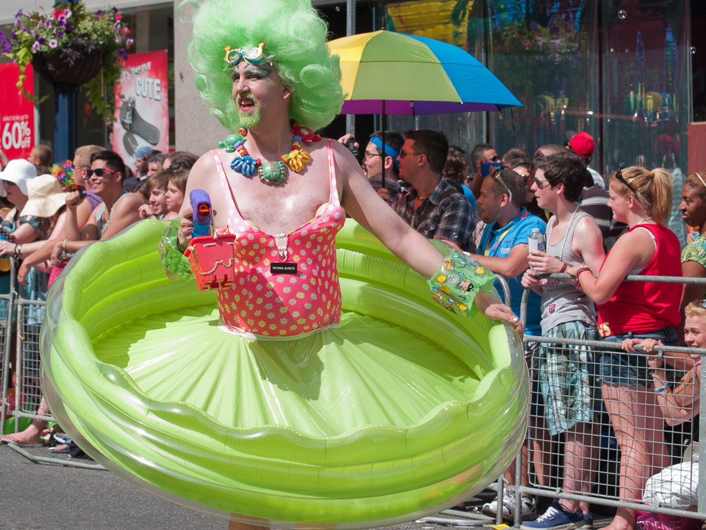 Green plastic swimming pool - Toronto Pride Parade 2011
