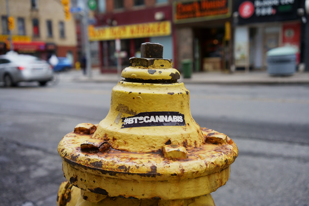 An older fire hydrant looks wistfully at traffic on Toronto's Yonge Street.